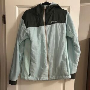 cotopaxi Light Blue Ski Jacket with Dark Green Yoke